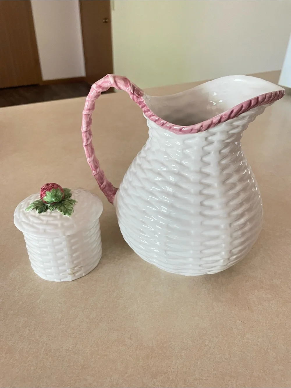 Frutta Fresca VTG 90s Cottagecore 3D Strawberry Pitcher & Sugar Bowl 2 PC Set